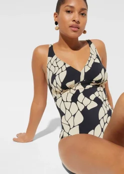 Maillot 1 pièce sculptant à col en V, maintien modéré