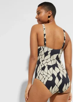 Maillot 1 pièce sculptant à col en V, maintien modéré