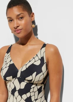 Maillot 1 pièce sculptant à col en V, maintien modéré