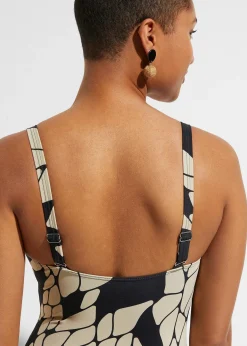 Maillot 1 pièce sculptant à col en V, maintien modéré