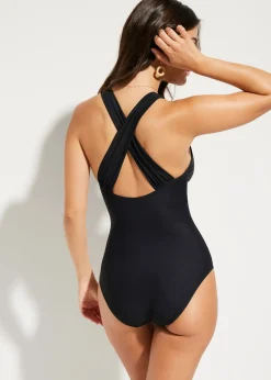 Maillot 1 pièce sculptant à bretelles croisées, maintien léger