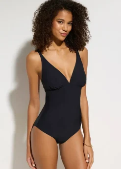 Maillot 1 pièce sculptant à encolure V, maintien léger