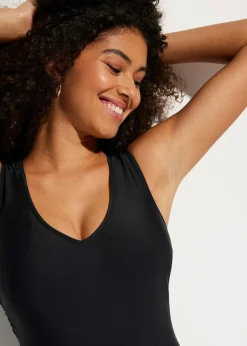 Maillot 1 pièce sculptant à col en V, maintien modéré