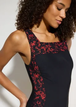 Maillot 1 pièce sculptant à encolure carrée, maintien modéré