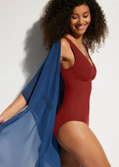 Maillot 1 pièce sculptant à col en V, maintien modéré