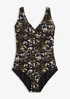 Maillot 1 pièce sculptant à col en V, maintien modéré