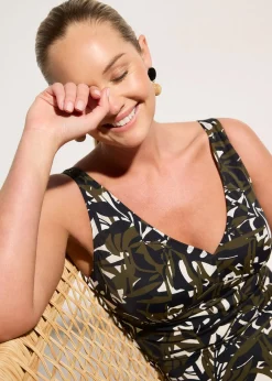 Maillot 1 pièce sculptant à col en V, maintien modéré