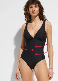 Maillot 1 pièce sculptant à décolleté plongeant, maintien modéré