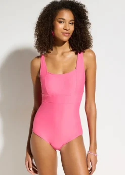 Maillot 1 pièce sculptant à encolure carrée, maintien modéré