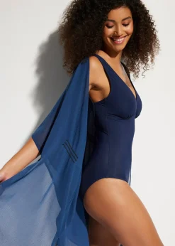 Maillot 1 pièce sculptant à col en V, maintien modéré