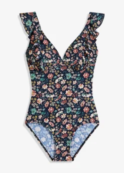 Maillot 1 pièce sculptant à volants, maintien léger