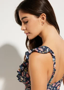 Maillot 1 pièce sculptant à volants, maintien léger