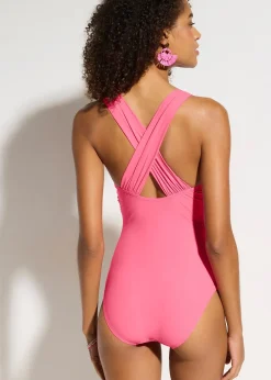 Maillot 1 pièce sculptant à bretelles croisées, maintien léger