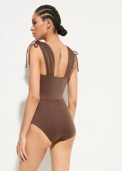 Maillot 1 pièce sculptant brillant, maintien léger