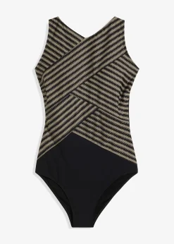 Maillot 1 pièce sculptant effet croisé, maintien modéré