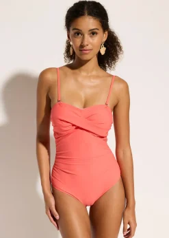 Maillot 1 pièce sculptant effet croisé, maintien modéré