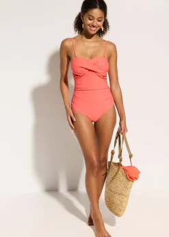 Maillot 1 pièce sculptant effet croisé, maintien modéré