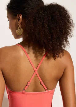 Maillot 1 pièce sculptant effet croisé, maintien modéré