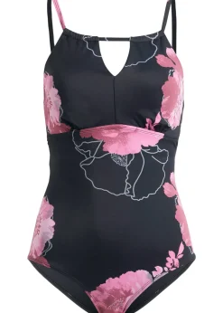 Maillot 1 pièce sculptant, maintien modéré, découpe sur le décolleté