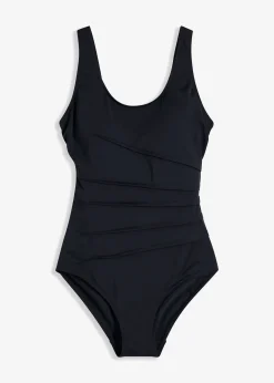 Maillot 1 pièce sculptant, maintien léger, avec plis décoratifs