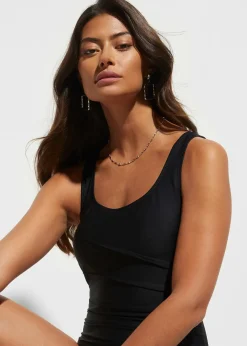 Maillot 1 pièce sculptant, maintien léger, avec plis décoratifs