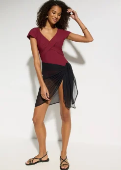 Maillot 1 pièce sculptant style croisé, maintien léger