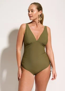 Maillot 1 pièce sculptant avec laçages, maintien léger