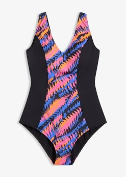 Maillot sculptant à empiècement, maintien modéré