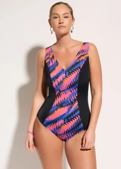 Maillot sculptant à empiècement, maintien modéré