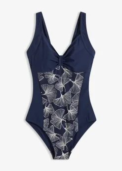 Maillot sculptant à empiècement imprimé, maintien léger