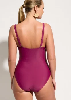 Maillot sculptant à fronces, maintien modéré