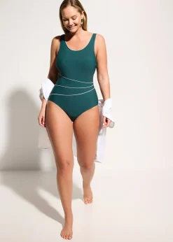 Maillot sculptant avec coutures décoratives, maintien léger