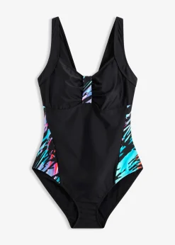 Maillot sculptantavec empiècement imprimés, maintien modéré