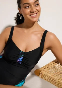 Maillot sculptantavec empiècement imprimés, maintien modéré