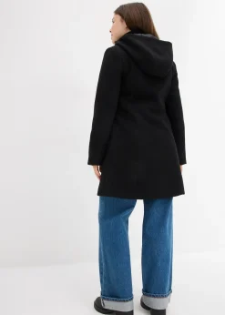 Manteau à capuche et pinces, forme trapèze