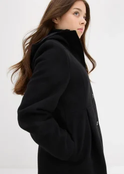 Manteau à capuche et pinces, forme trapèze