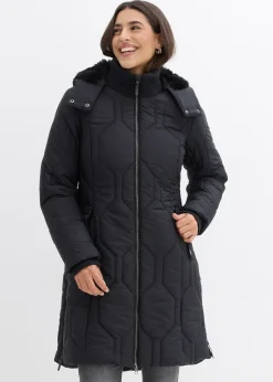 Manteau court avec surpiqûres diamant et zips latéraux