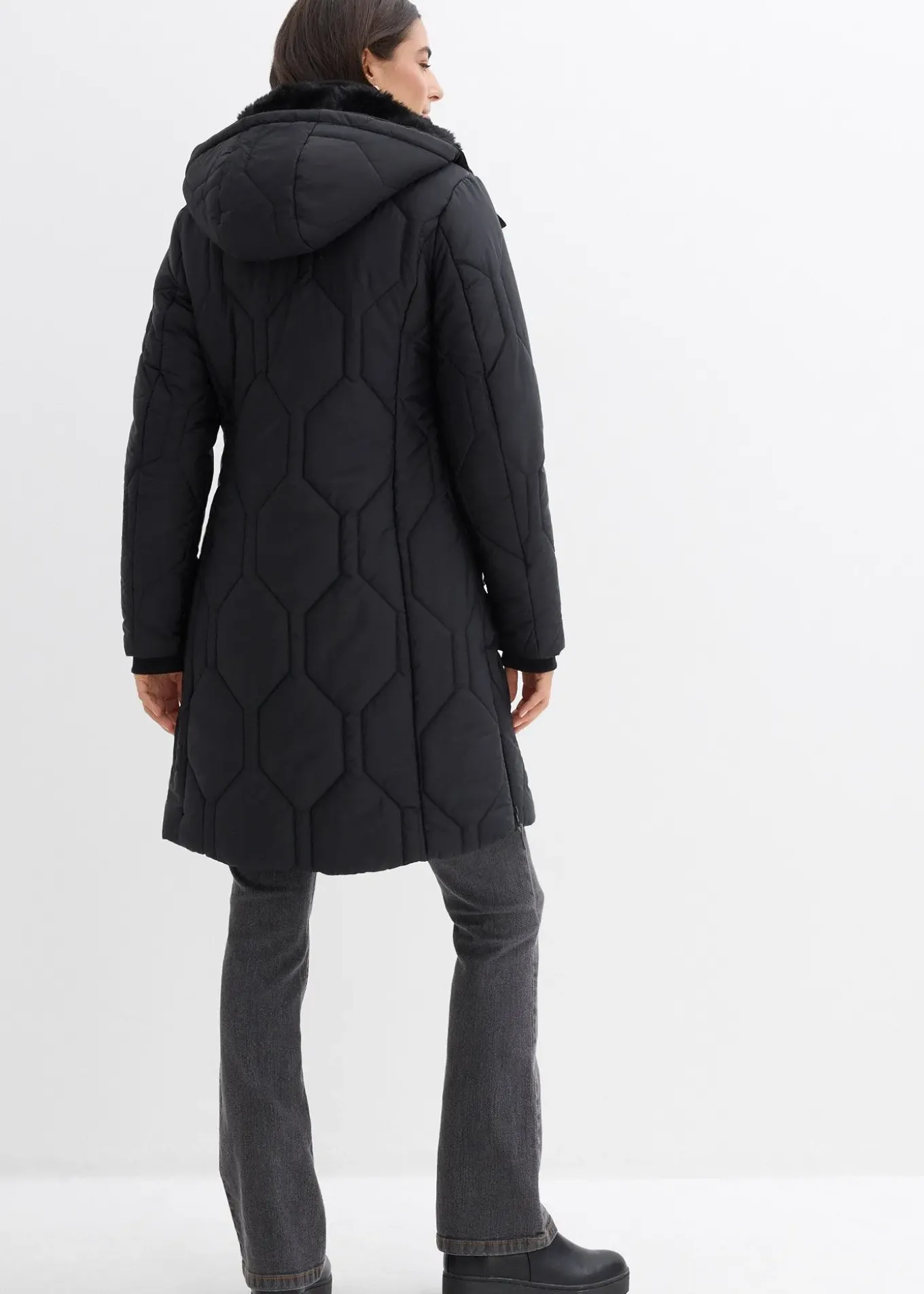 Manteau court avec surpiqûres diamant et zips latéraux