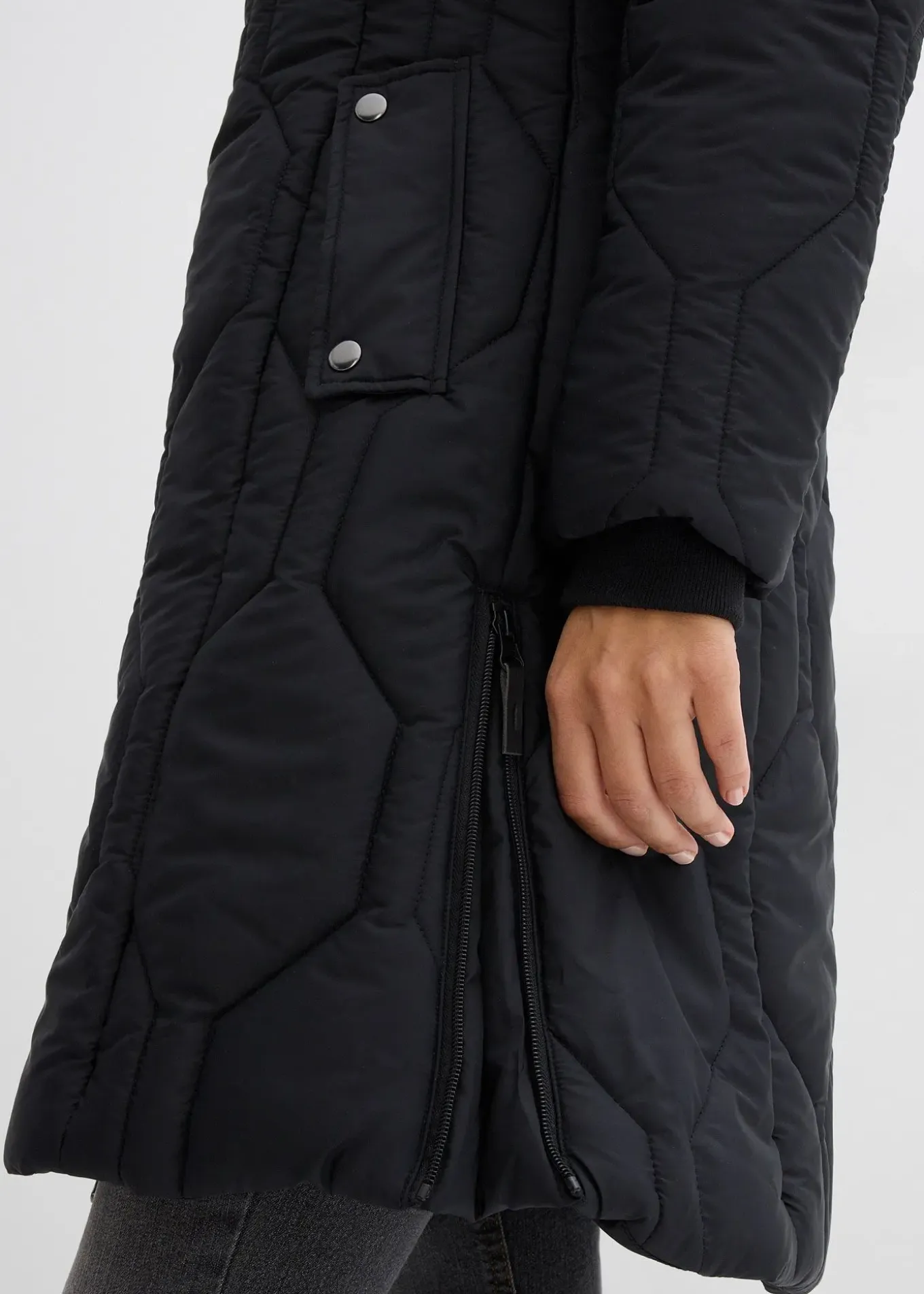 Manteau court avec surpiqûres diamant et zips latéraux