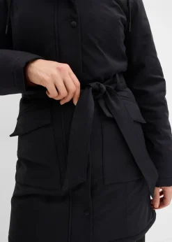 Manteau court déperlant avec ceinture et doublure léopard