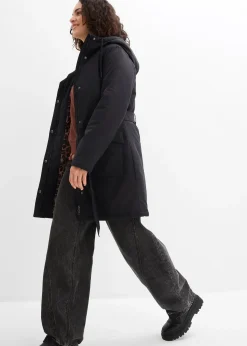 Manteau court déperlant avec ceinture et doublure léopard