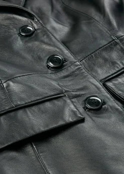 Manteau court en cuir nappa d’agneau