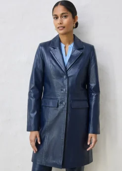 Manteau court en cuir nappa d’agneau