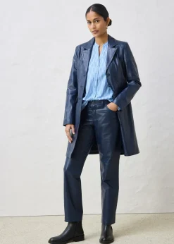 Manteau court en cuir nappa d’agneau