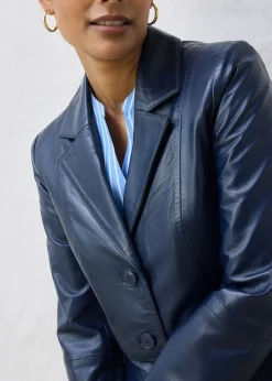 Manteau court en cuir nappa d’agneau