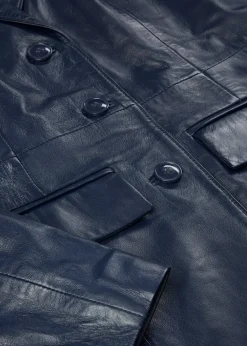 Manteau court en cuir nappa d’agneau