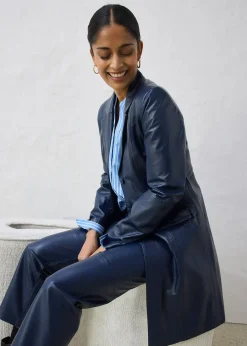 Manteau court en cuir nappa d’agneau