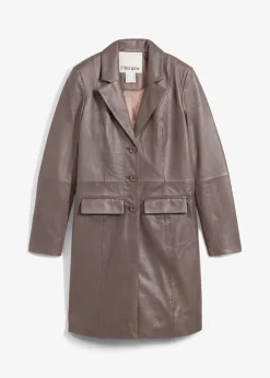 Manteau court en cuir nappa d’agneau