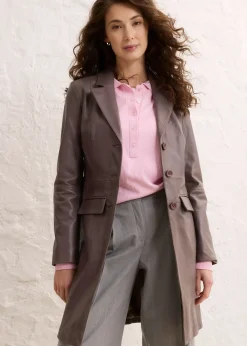 Manteau court en cuir nappa d’agneau