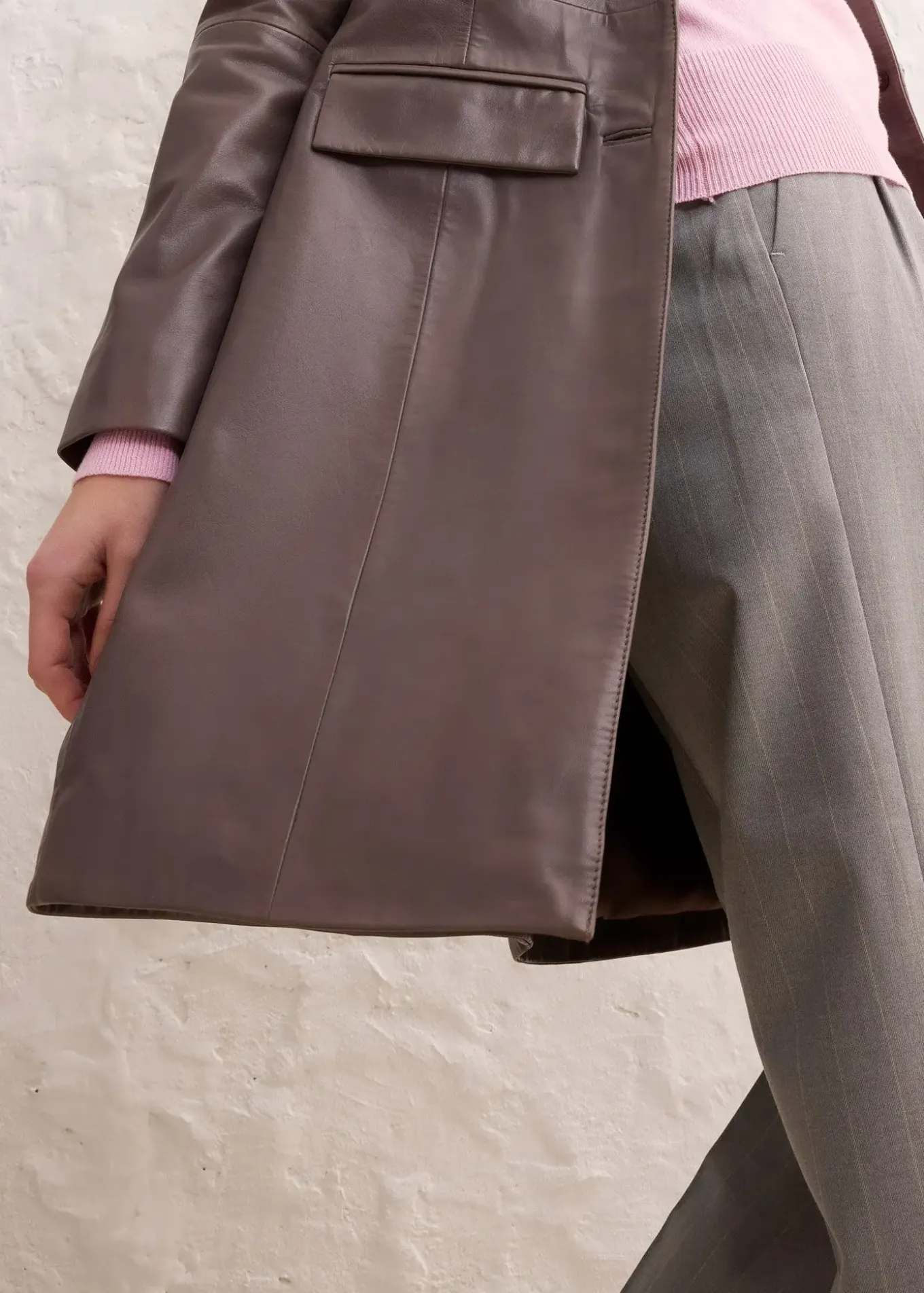 Manteau court en cuir nappa d’agneau